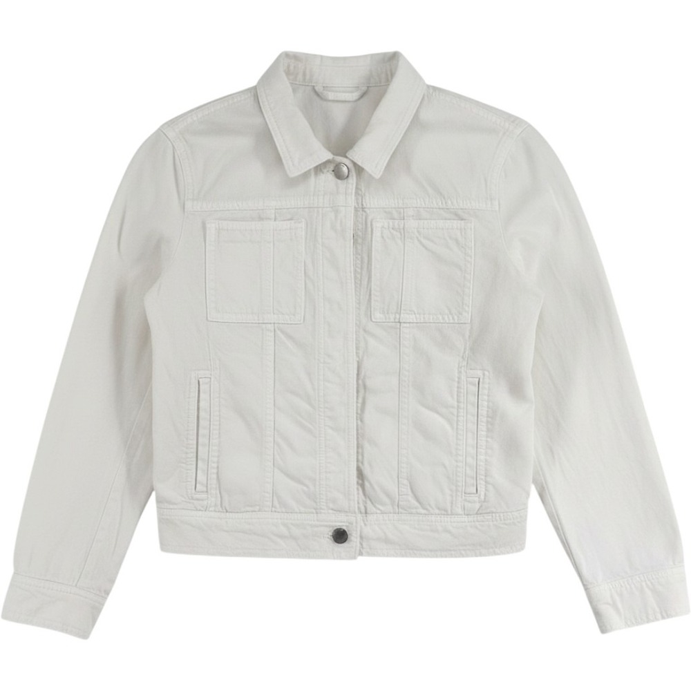 Theory Trucker Denim Jacket Women's 0 Ivory Cream Quiet Luxury Preppy Minimalist